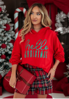 Sweatshirt z kapturem Hello Christmas Rot