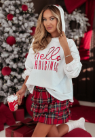 Sweatshirt z kapturem Hello Christmas Weiß