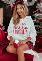 Sweatshirt z kapturem Hello Christmas Weiß