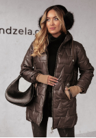 Pikowana Jacke z kapturem Cozy Embrace Schokoladenbraun