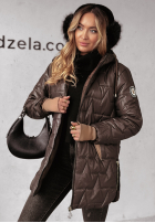 Pikowana Jacke z kapturem Cozy Embrace Schokoladenbraun