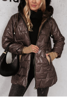 Pikowana Jacke z kapturem Cozy Embrace Schokoladenbraun