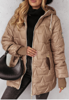 Pikowana Jacke z kapturem Cozy Embrace Schokoladenbraun