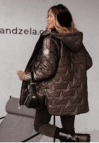 Pikowana Jacke z kapturem Cozy Embrace Schokoladenbraun