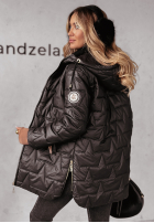 Pikowana Jacke z kapturem Cozy Embrace Schwarz