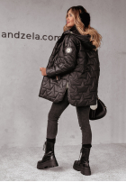 Pikowana Jacke z kapturem Cozy Embrace Schwarz