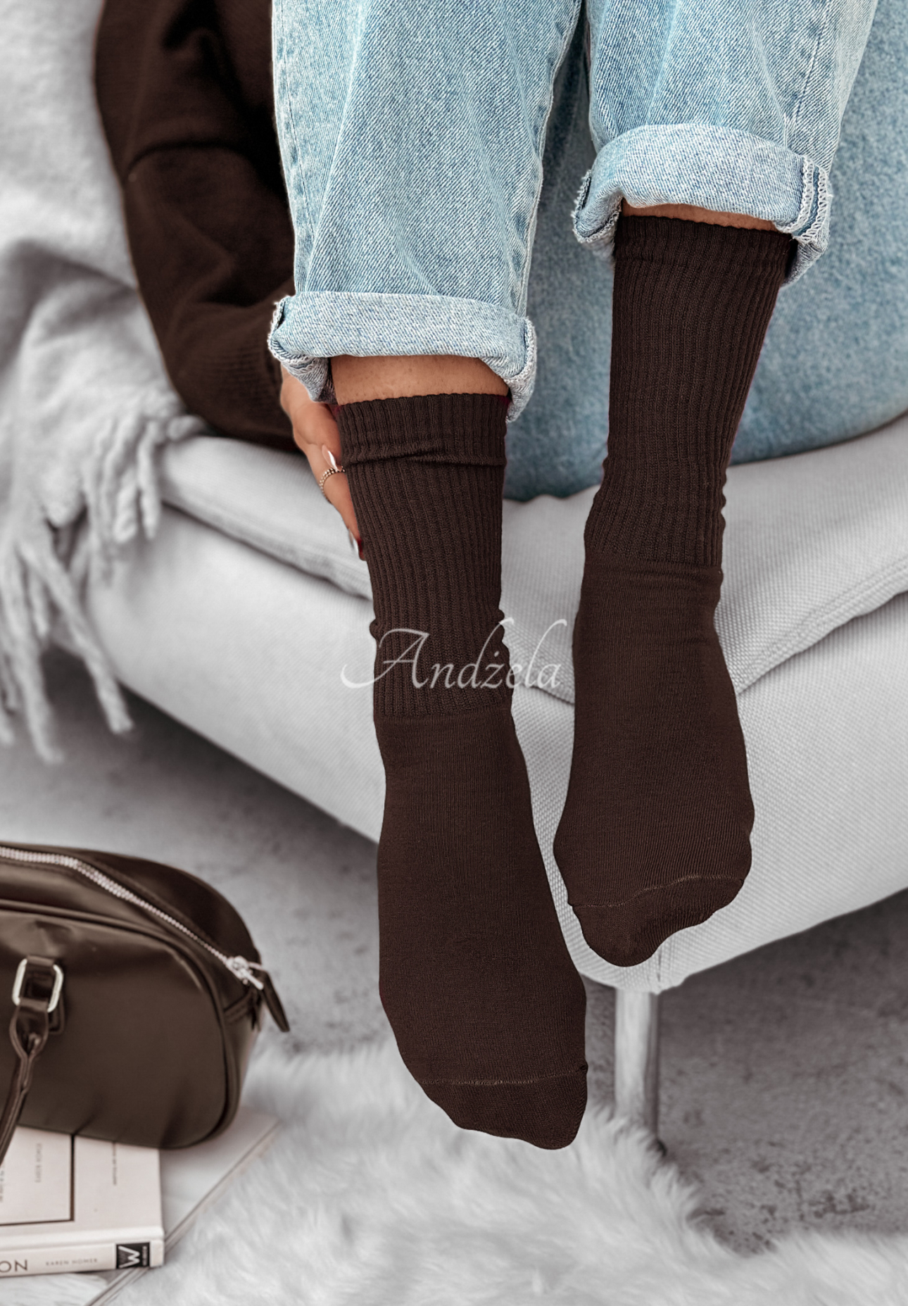 Gerippte Socken Homey Hues Schokoladenbraun