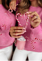 Świąteczny Pullover Mit Muster Sweet Candy Canes Rosa