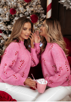 Świąteczny Pullover Mit Muster Sweet Candy Canes Rosa