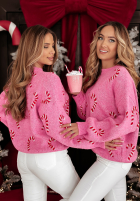 Świąteczny Pullover Mit Muster Sweet Candy Canes Rosa