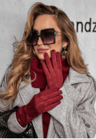 zamszowe Handschuhe Cold Nights Burgunderrot