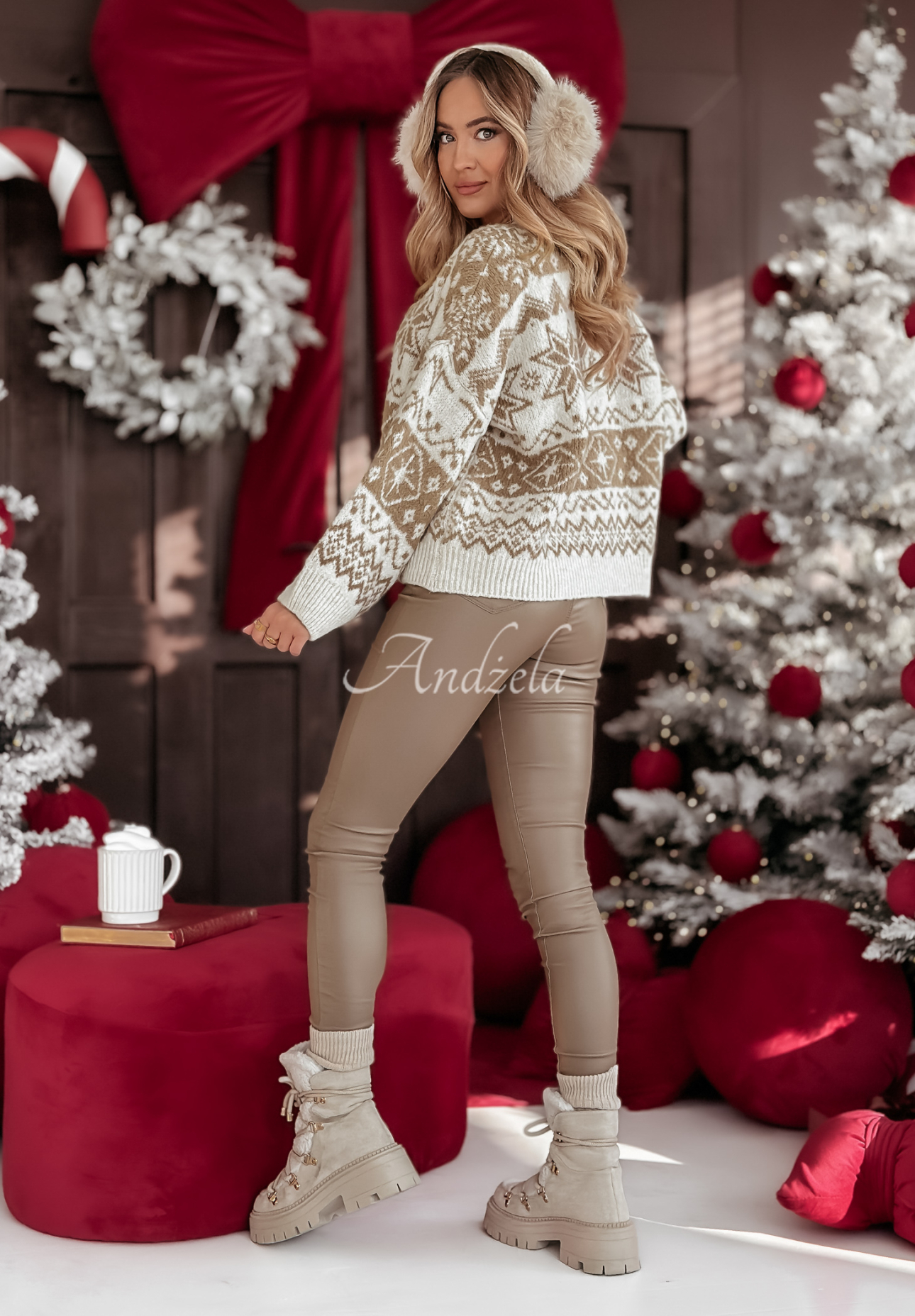 Pullover mit Weihnachtsmuster Holiday Sparkle Beige