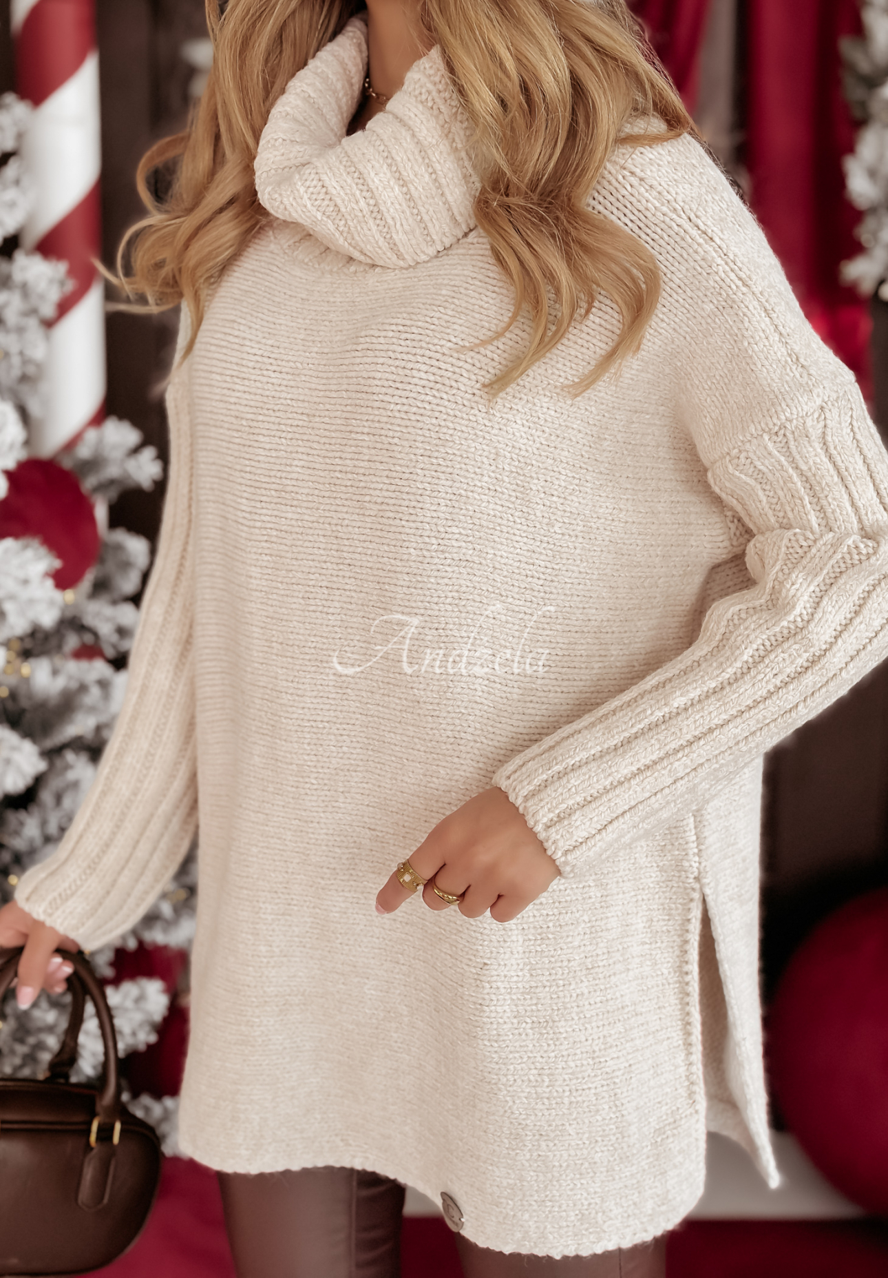 Rollkragenpullover cocomore Rinden Beige