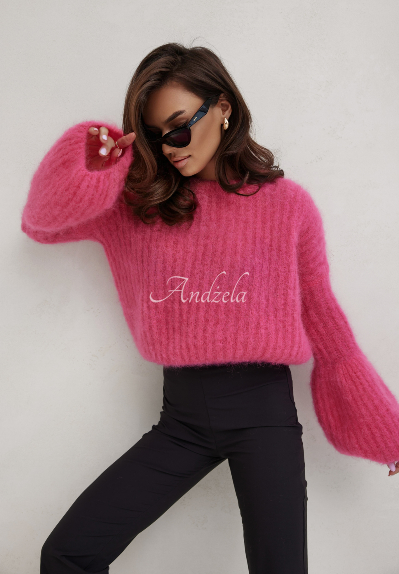 Mohairpullover mit weiten Ärmeln Cocomore Cloudly Rosa