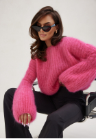 Moherowy Pullover z szerokimi rękawami Cloudly Rosa