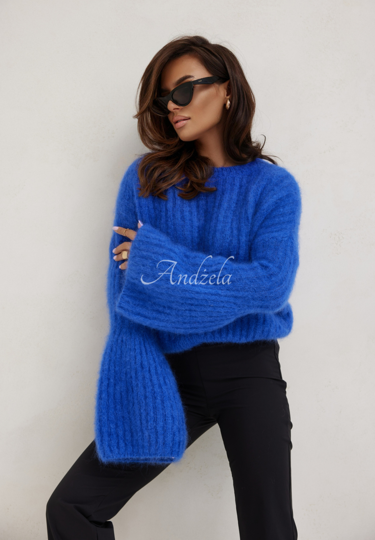 Mohairpullover mit weiten Ärmeln Cocomore Cloudly Kobaltblau