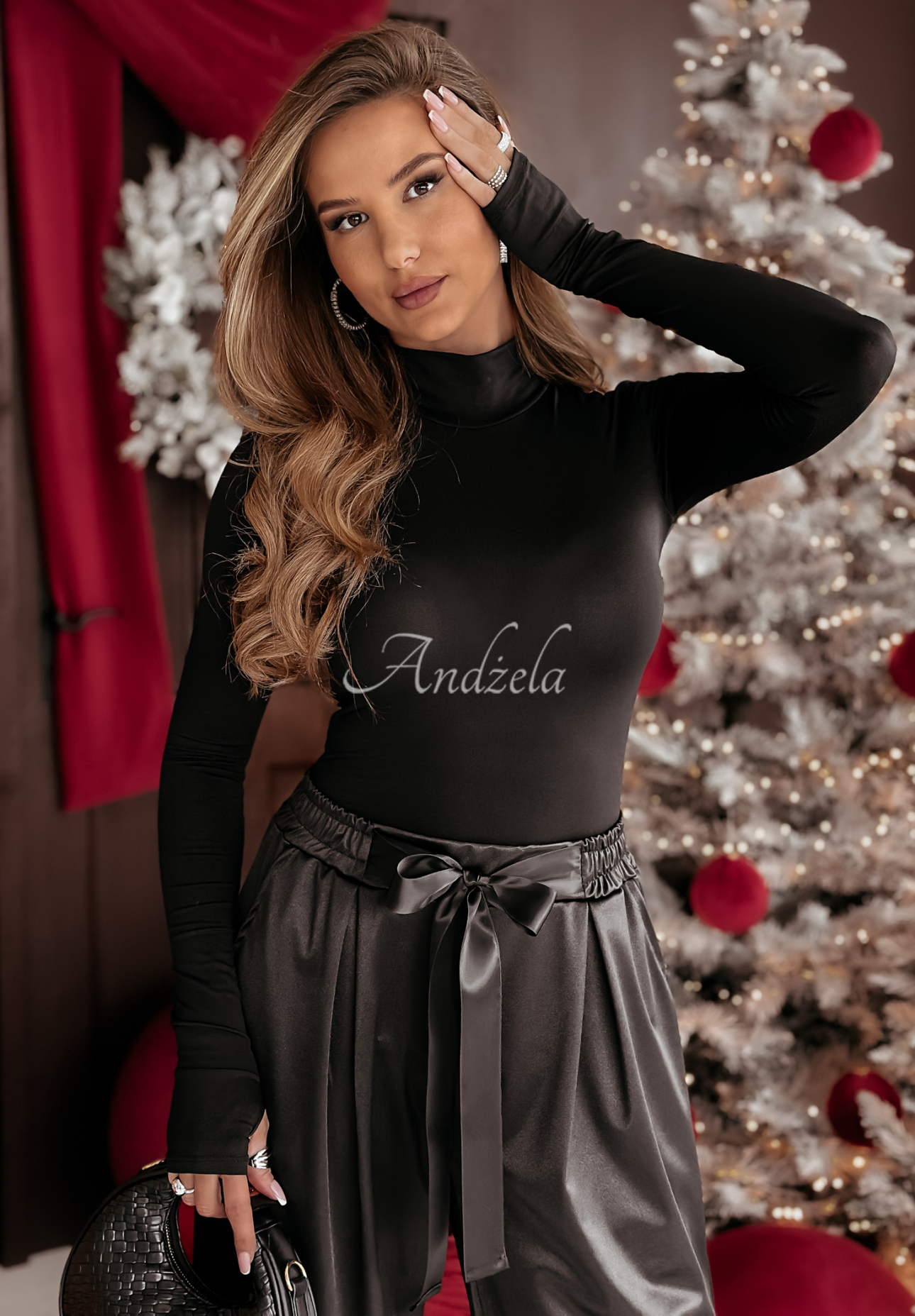 Bluse longsleeve mit Turtleneck Looking Up Schwarz