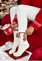 Świąteczne skarpetki Christmas Teddy Ecru