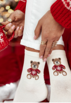 Świąteczne skarpetki Christmas Teddy Ecru