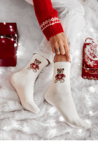 Świąteczne skarpetki Christmas Teddy Ecru