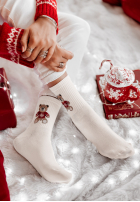 Świąteczne skarpetki Christmas Teddy Ecru