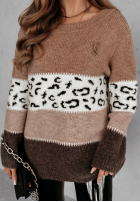 Pullover w Leopardenmusterkę Tissy camelowo-Grau