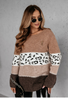 Pullover w Leopardenmusterkę Tissy camelowo-Grau