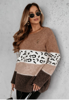 Pullover w Leopardenmusterkę Tissy camelowo-Grau