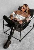 Pullover w Leopardenmusterkę Tissy camelowo-Grau