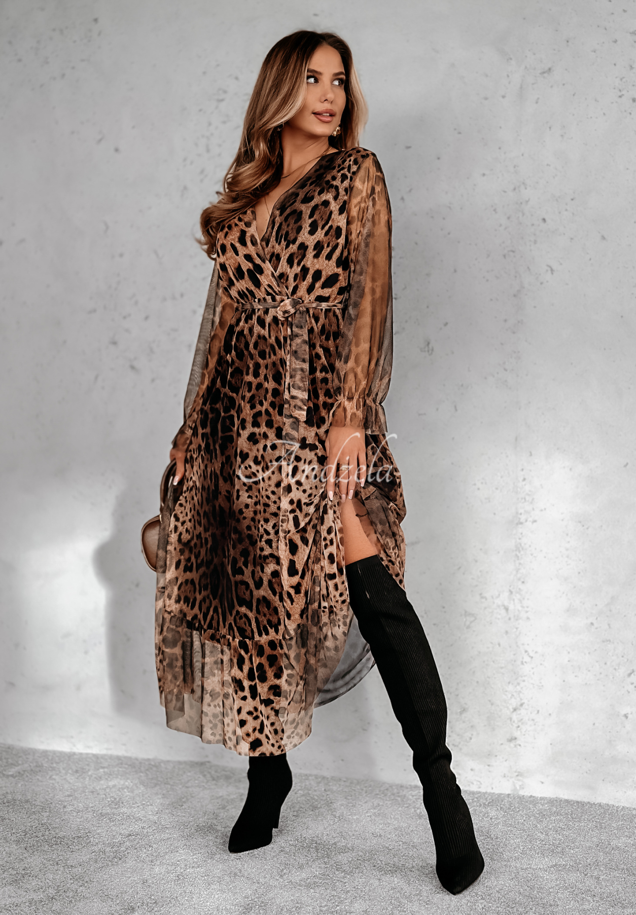 Maxikleid mit Leopardenmuster My Attitude Braun