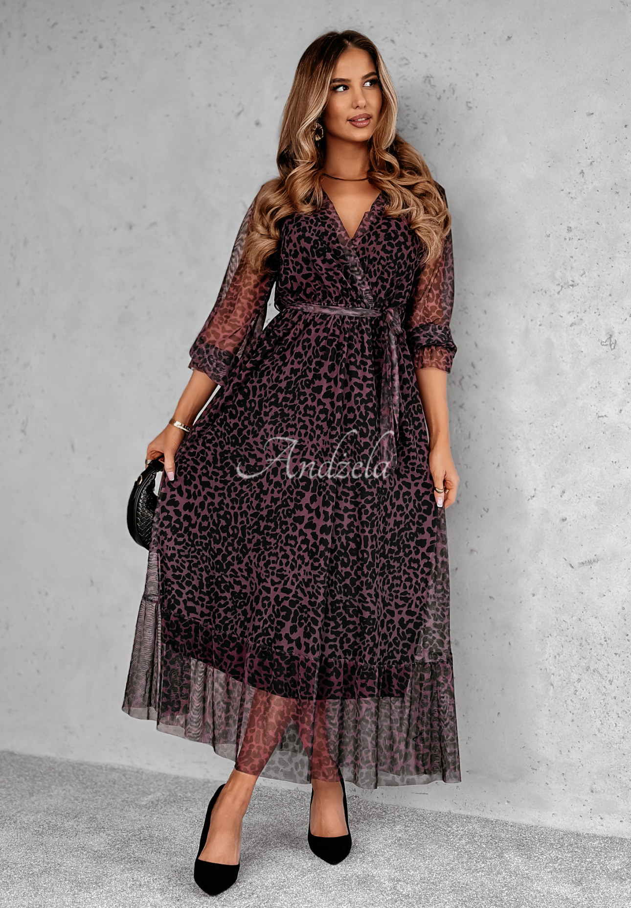 Maxikleid mit Leopardenmuster My Attitude Burgunderrot