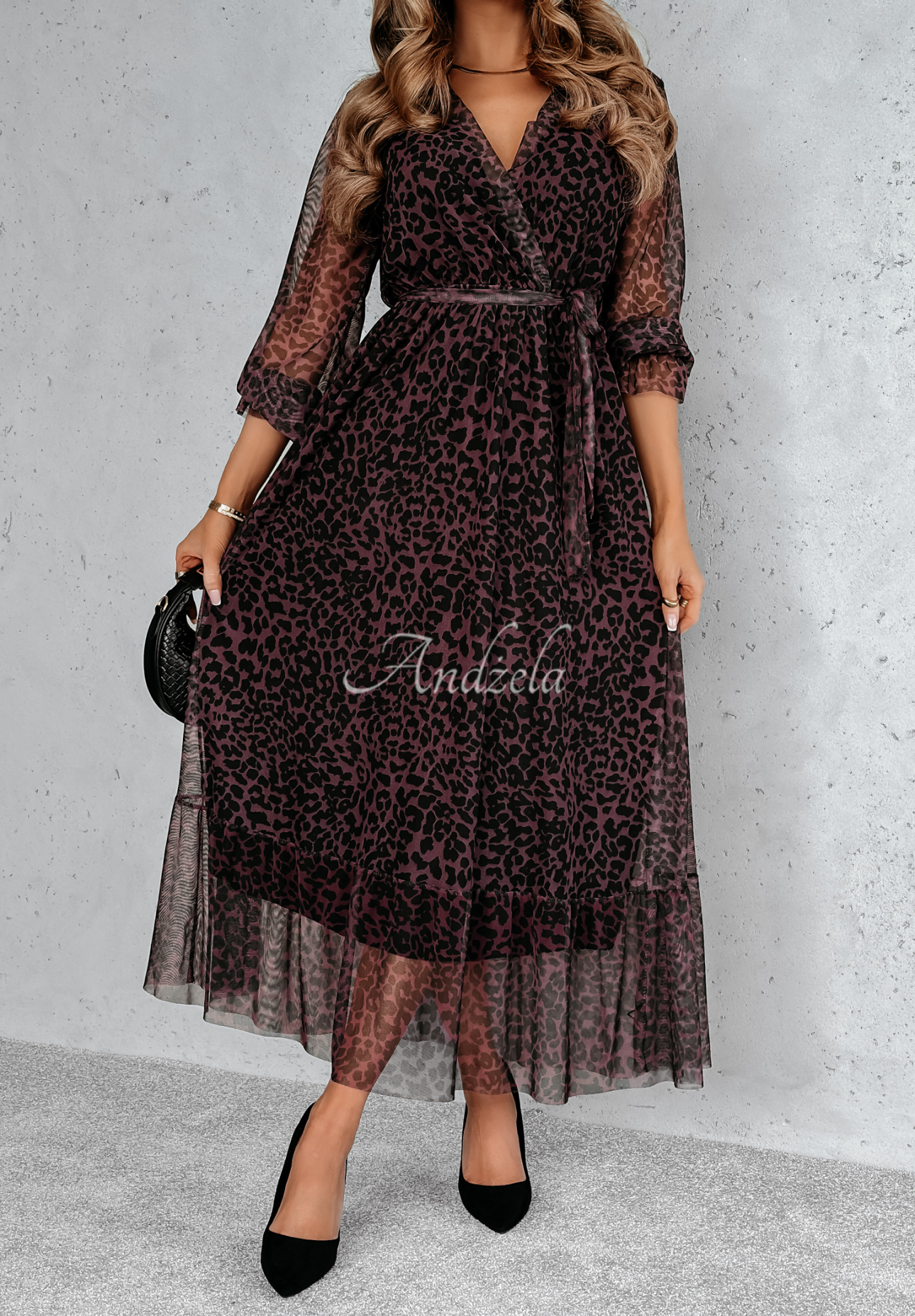 Maxikleid mit Leopardenmuster My Attitude Burgunderrot