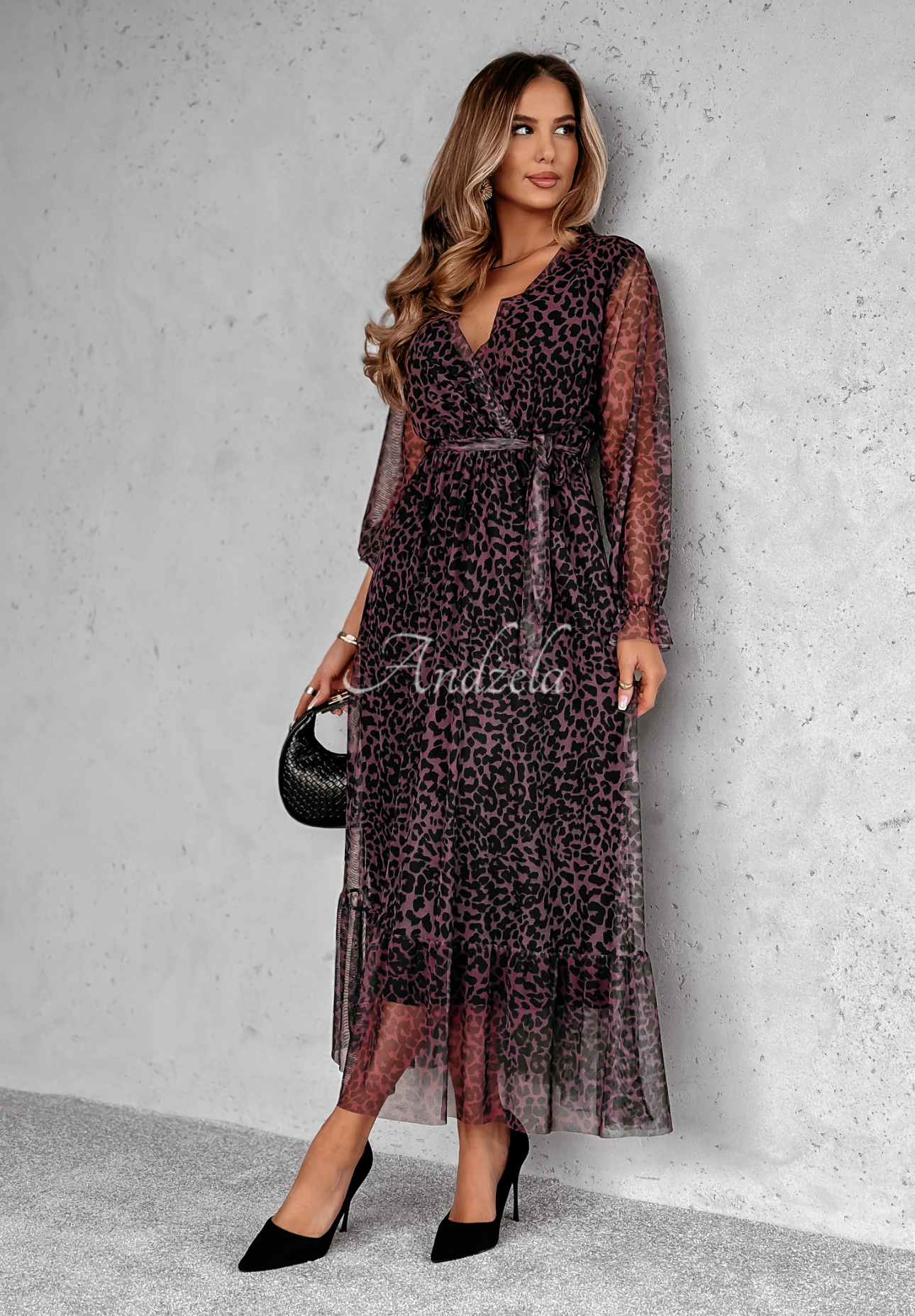 Maxikleid mit Leopardenmuster My Attitude Burgunderrot