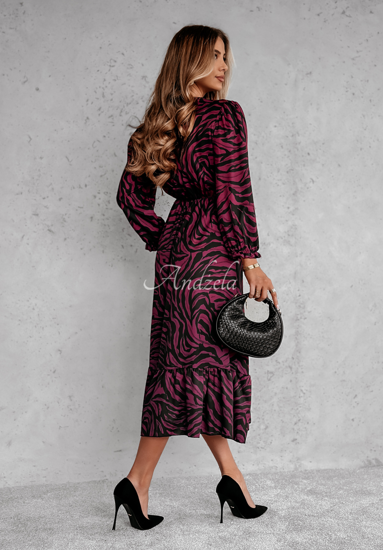 Kleid mit Zebrastreifen That&#039;s The Point burgund-schwarz