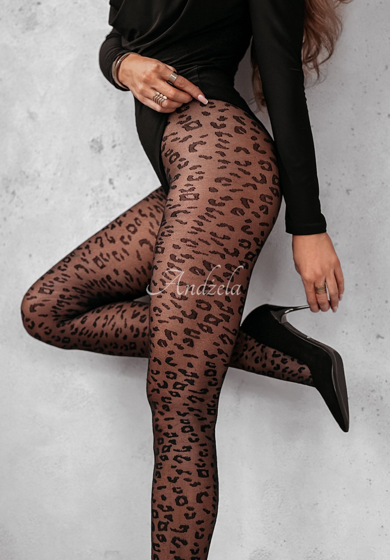 Strumpfhose mit Leopardenmuster Describe Me Schwarz