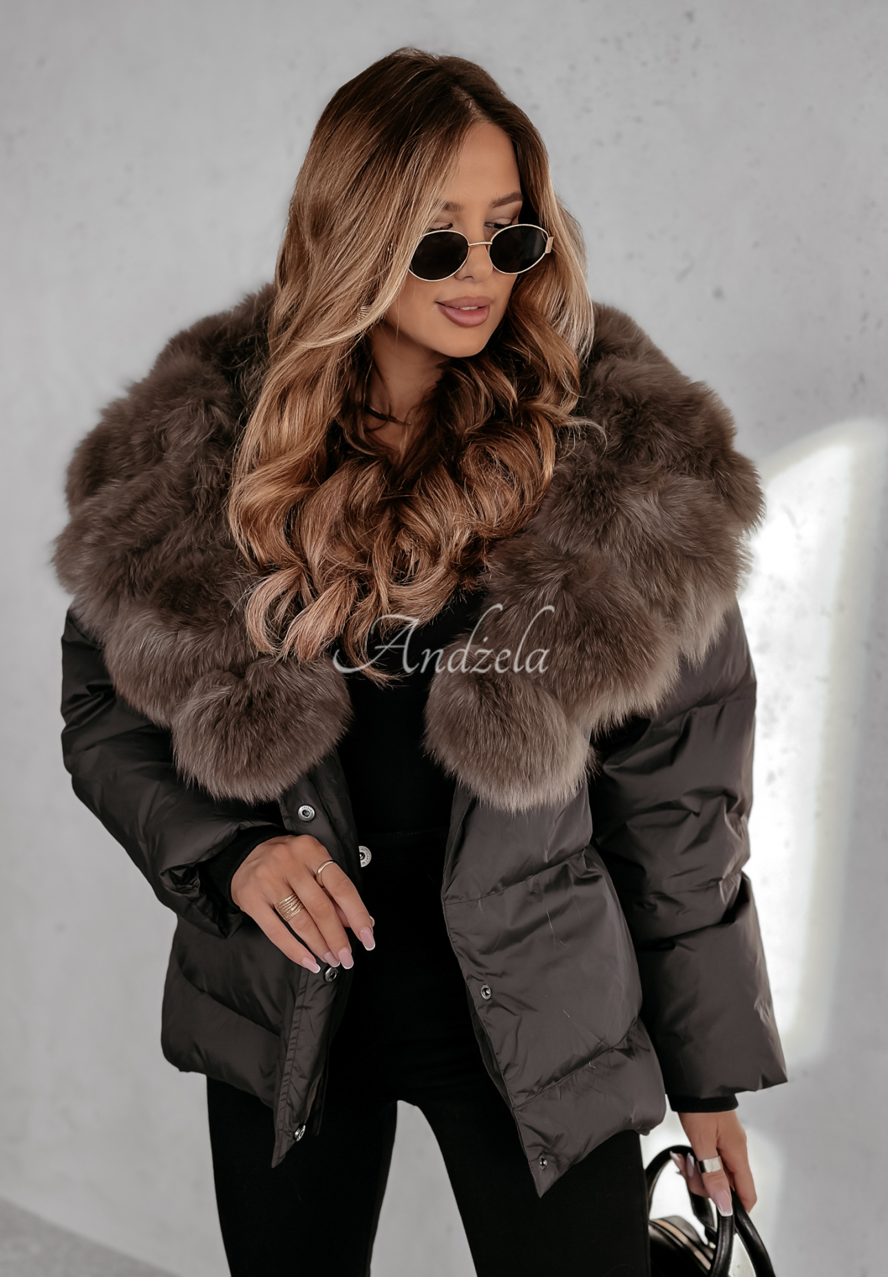 Kurze Jacke mit Fell Winterful Life Schwarz