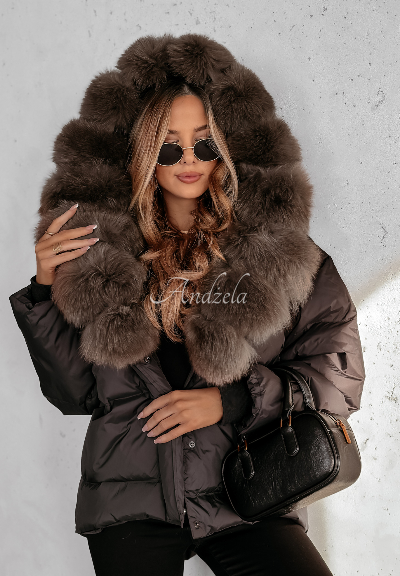 Kurze Jacke mit Fell Winterful Life Schwarz