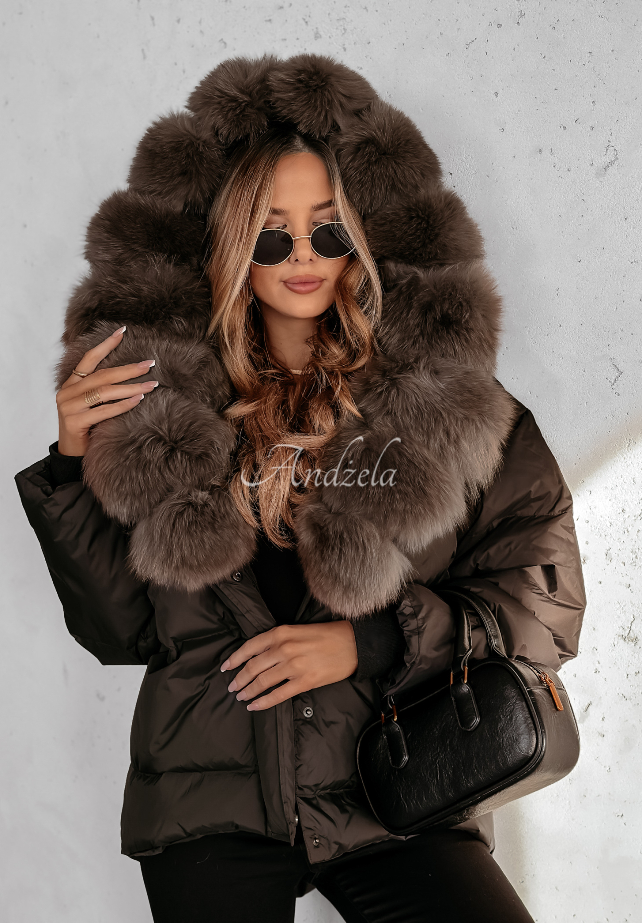 Kurze Jacke mit Fell Winterful Life Schokoladenbraun