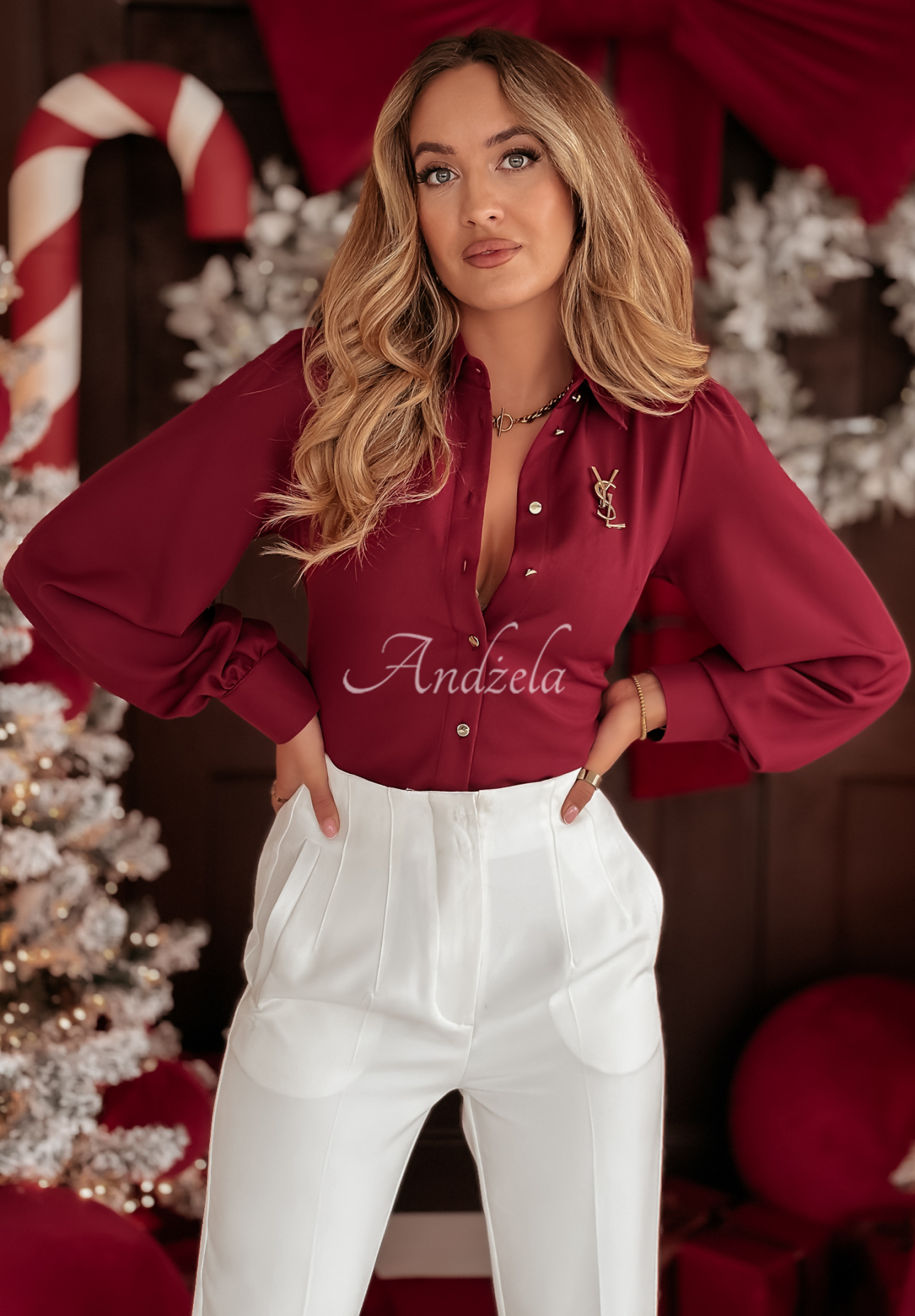 Viskosehemd mit Schnürung Special One Burgunderrot