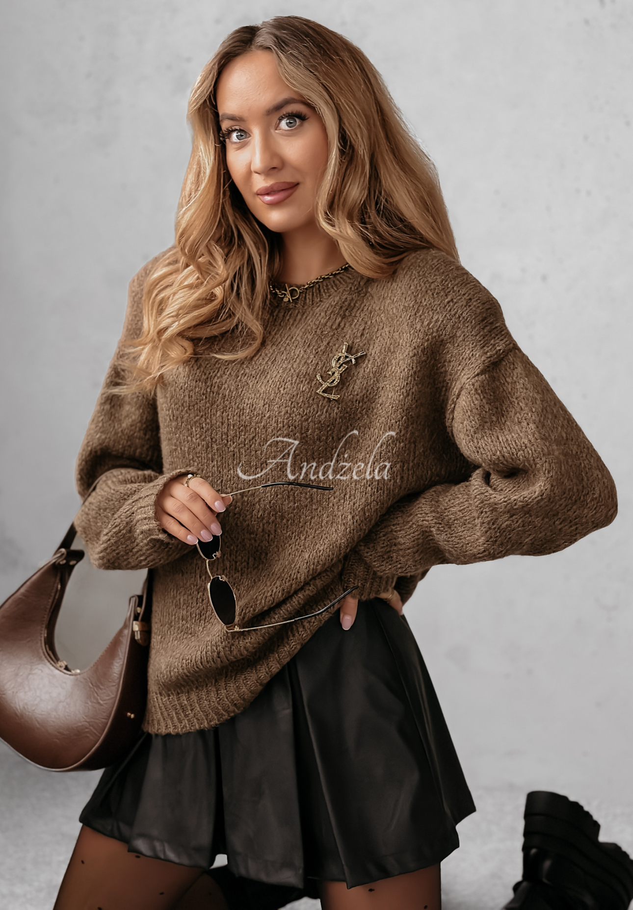 Pullover aus Wolle und Mohair Looking For You Schokoladenbraun