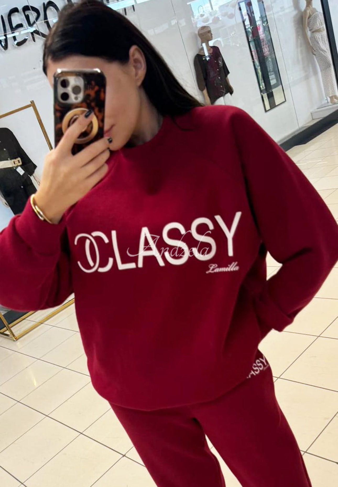 Langes Sweatshirt mit Print La Milla Classy Burgunderrot