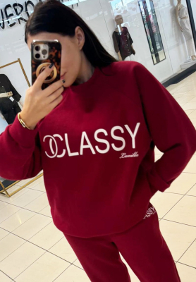 Langes Sweatshirt mit Print La Milla Classy Burgunderrot