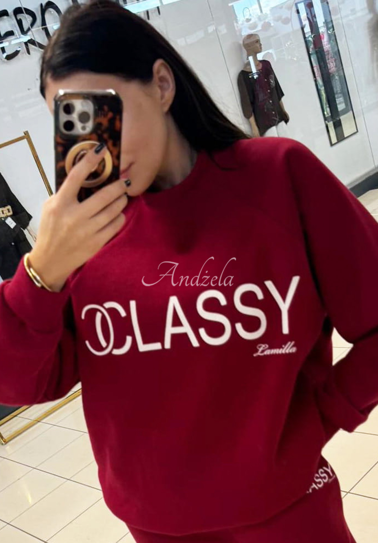 Langes Sweatshirt mit Print La Milla Classy Burgunderrot