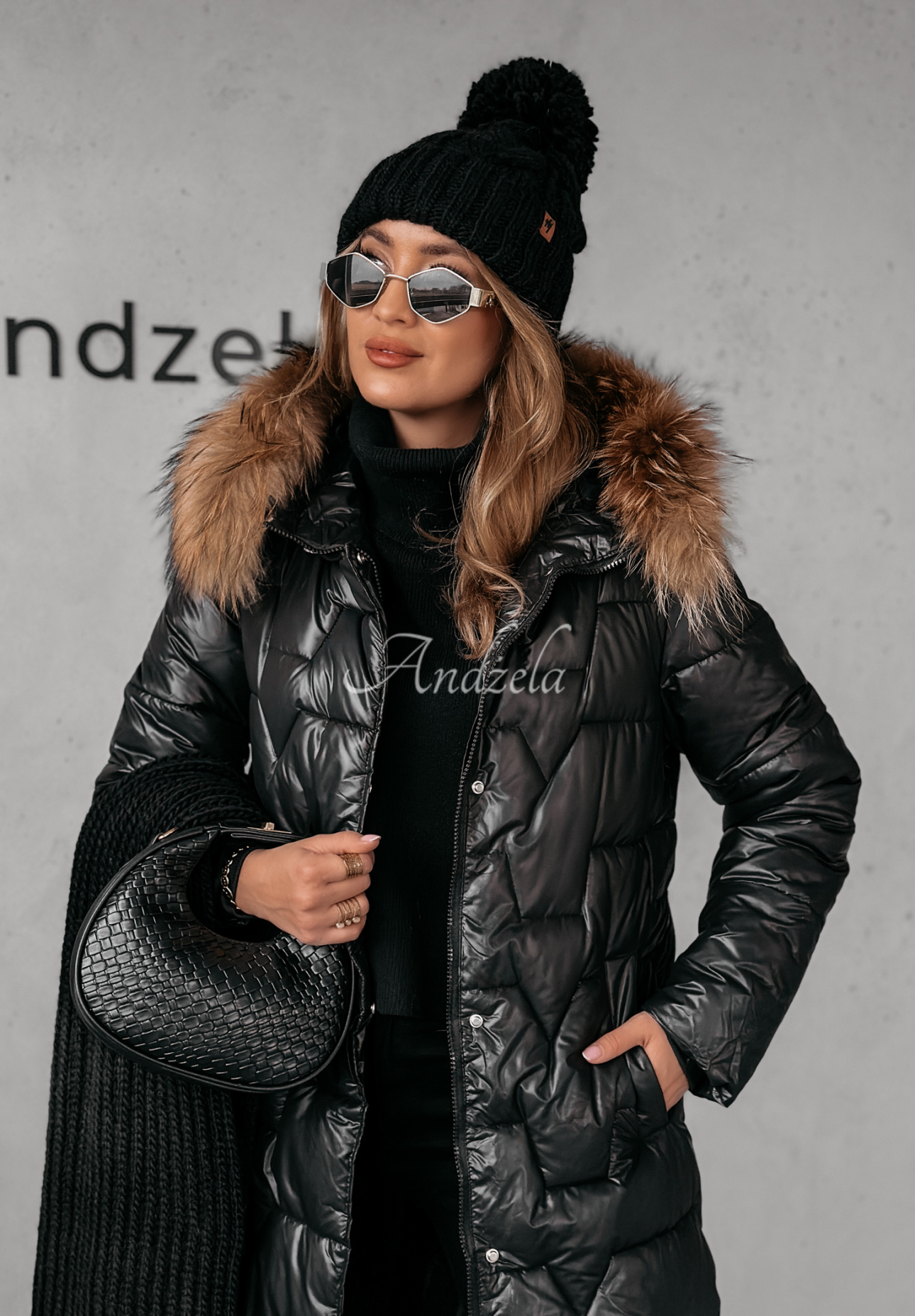 Steppjacke mit Fell Frostbite Schwarz