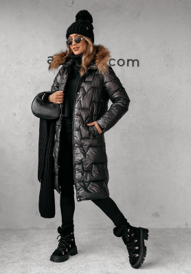 Steppjacke mit Fell Frostbite Schwarz