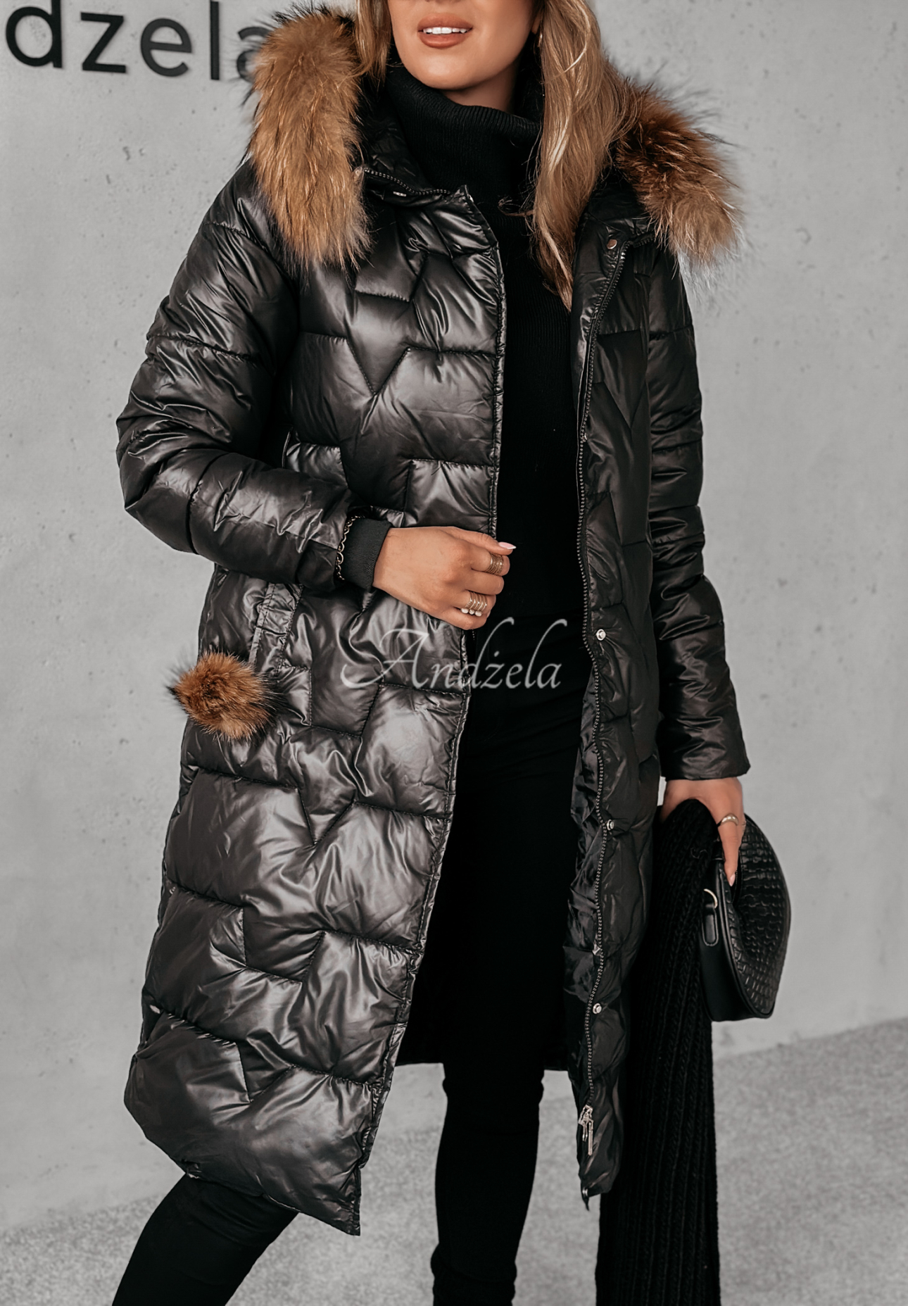 Steppjacke mit Fell Frostbite Schwarz