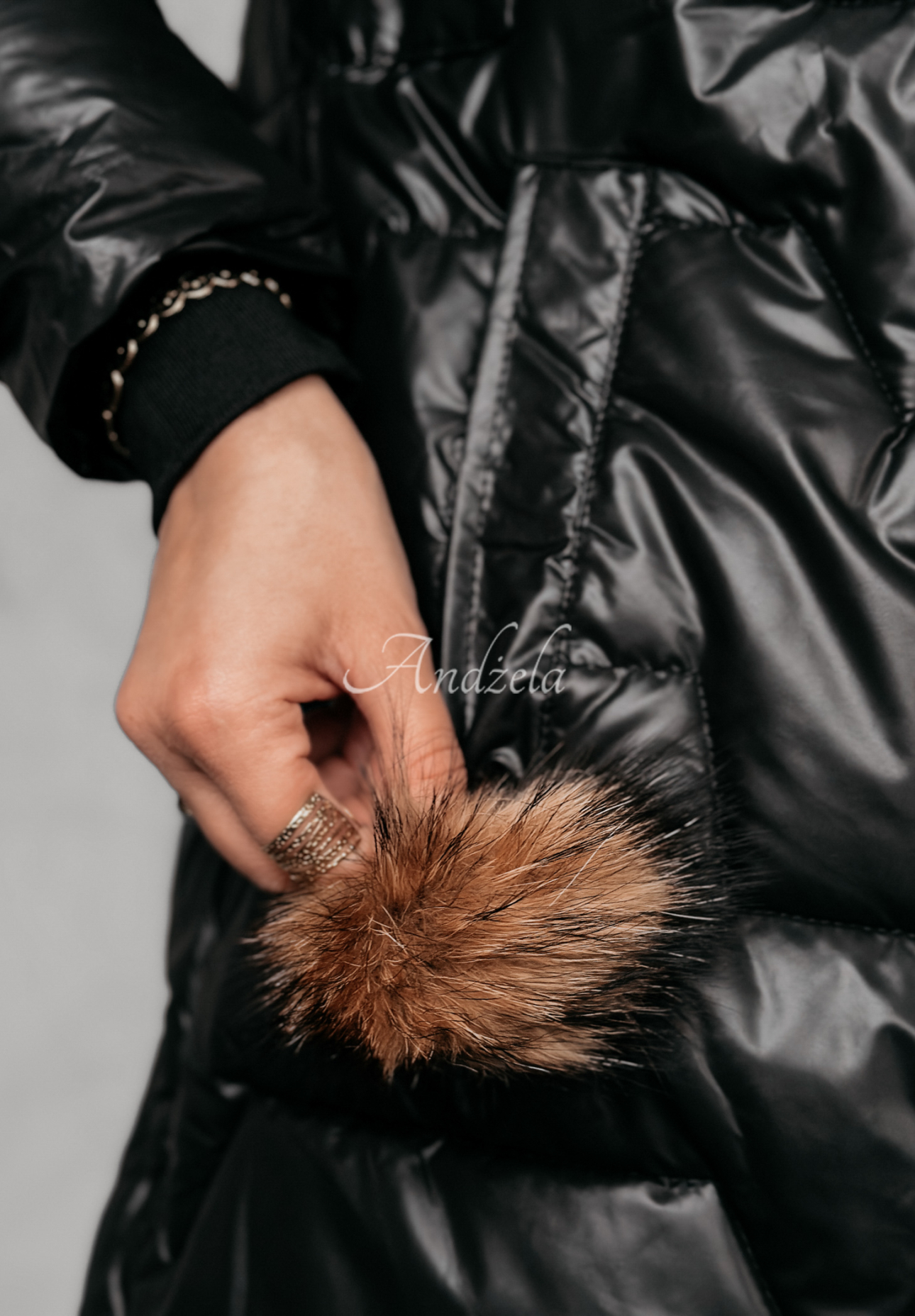 Steppjacke mit Fell Frostbite Schwarz