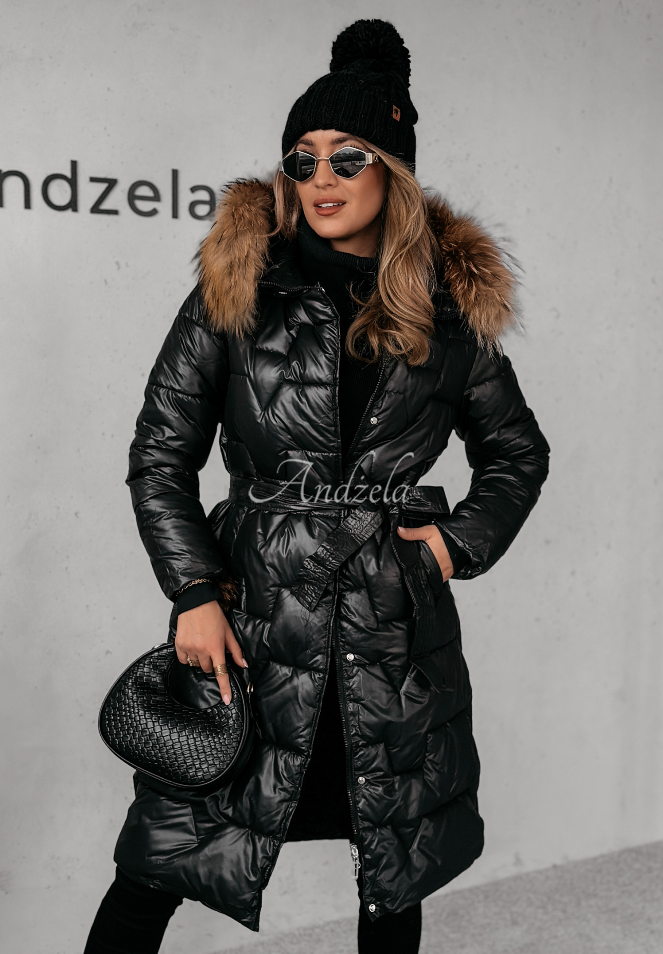 Steppjacke mit Fell Frostbite Schwarz