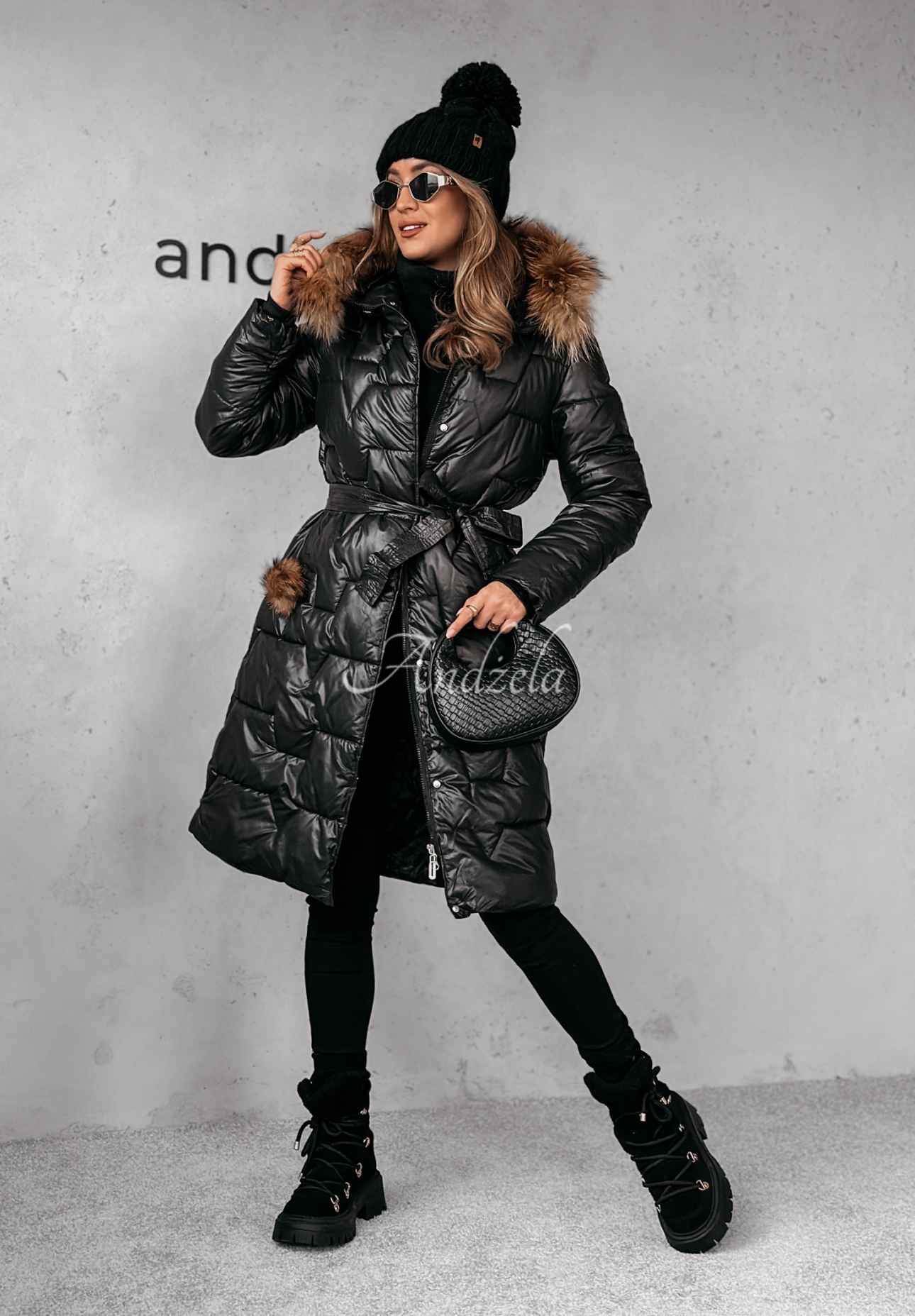 Steppjacke mit Fell Frostbite Schwarz