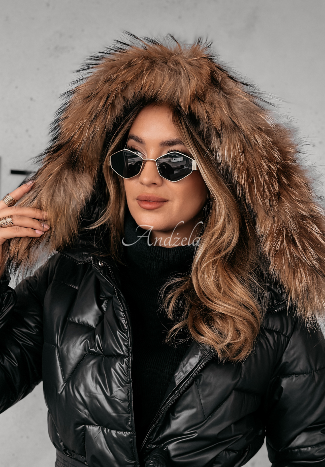 Steppjacke mit Fell Frostbite Schwarz